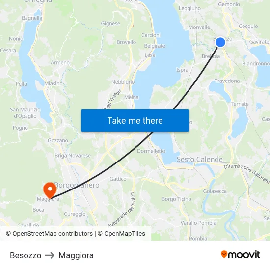 Besozzo to Maggiora map