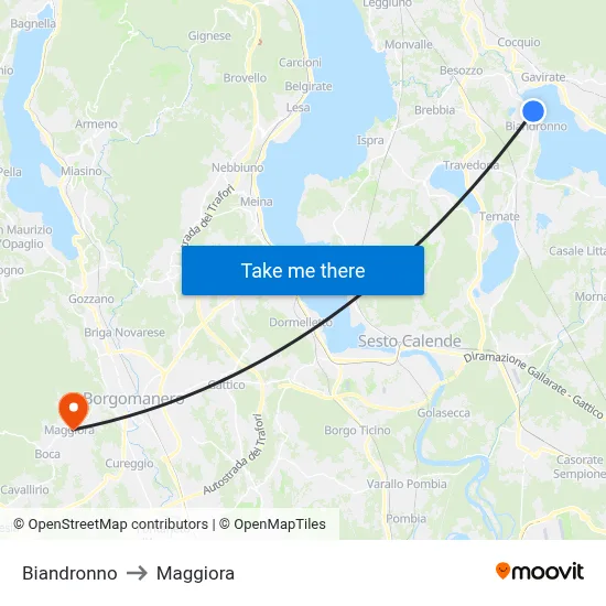 Biandronno to Maggiora map