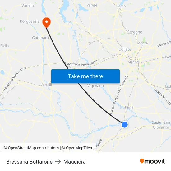 Bressana Bottarone to Maggiora map