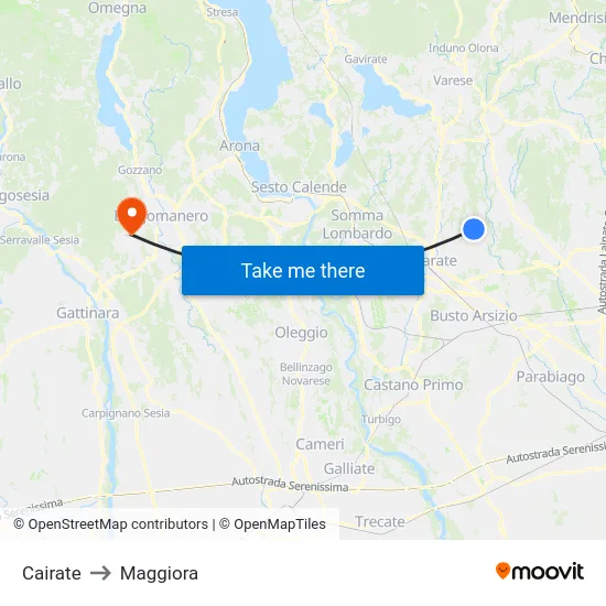 Cairate to Maggiora map