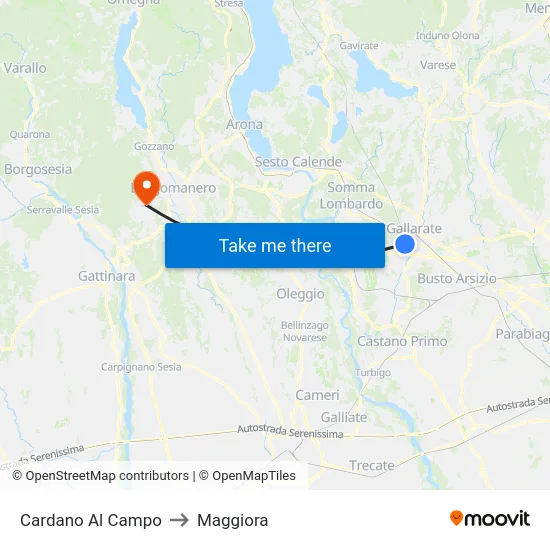 Cardano Al Campo to Maggiora map