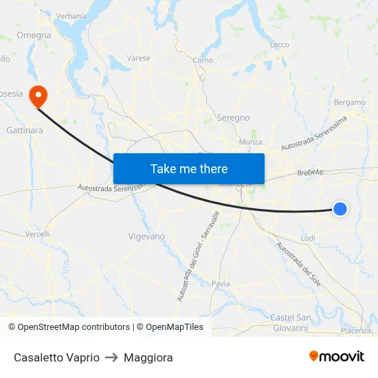 Casaletto Vaprio to Maggiora map