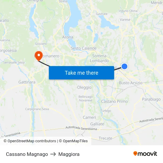 Cassano Magnago to Maggiora map