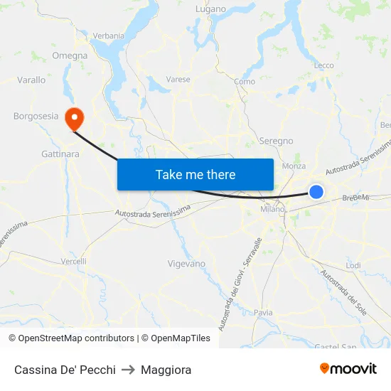 Cassina De' Pecchi to Maggiora map