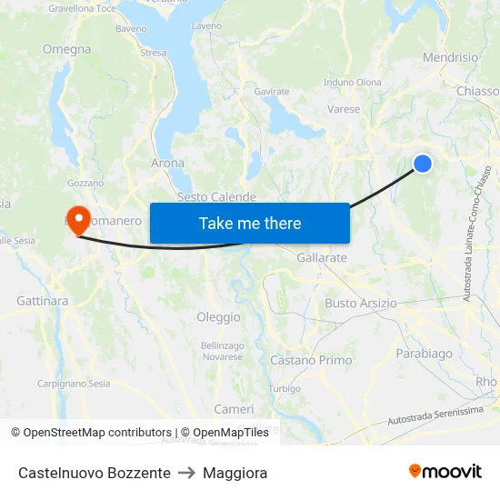 Castelnuovo Bozzente to Maggiora map