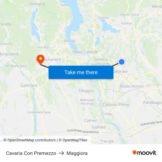 Cavaria con Premezzo to Maggiora map
