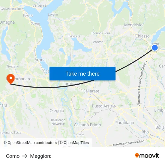 Como to Maggiora map