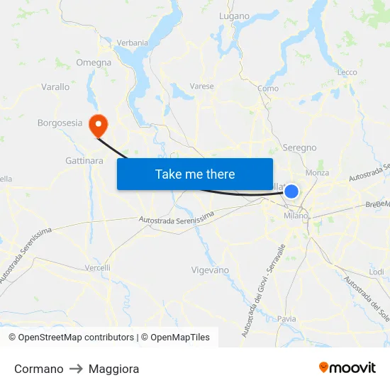 Cormano to Maggiora map