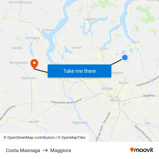 Costa Masnaga to Maggiora map