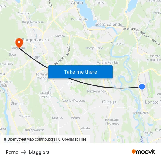Ferno to Maggiora map