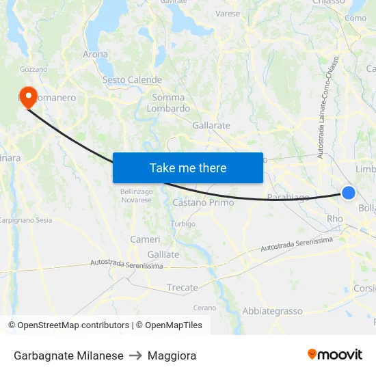 Garbagnate Milanese to Maggiora map