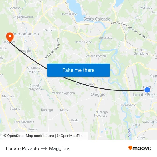Lonate Pozzolo to Maggiora map