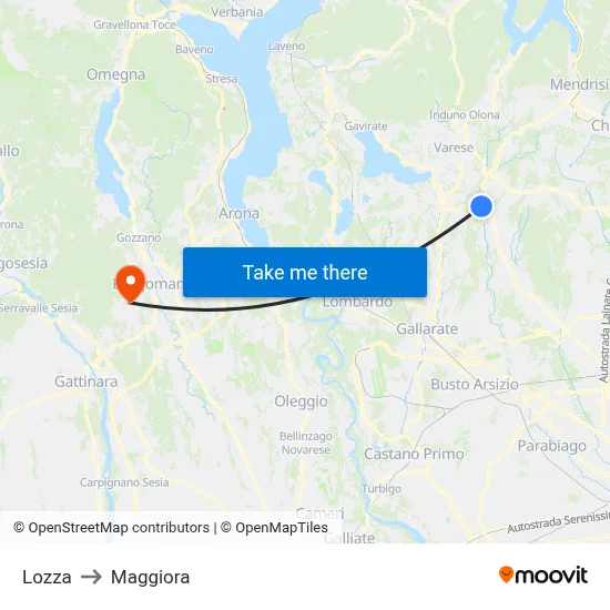 Lozza to Maggiora map