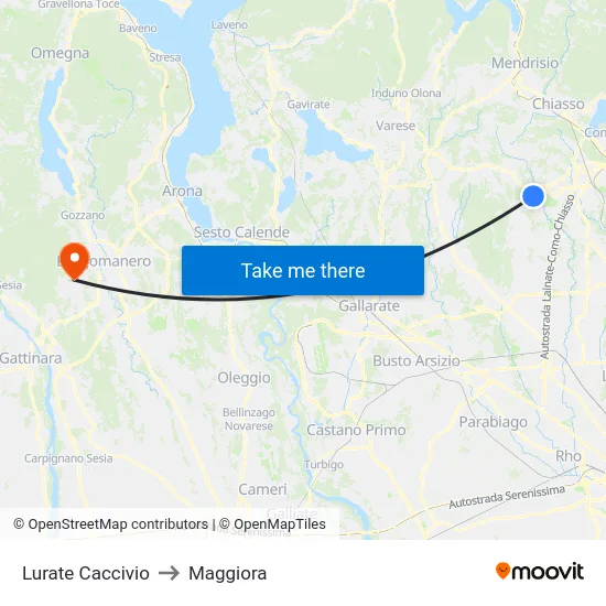 Lurate Caccivio to Maggiora map