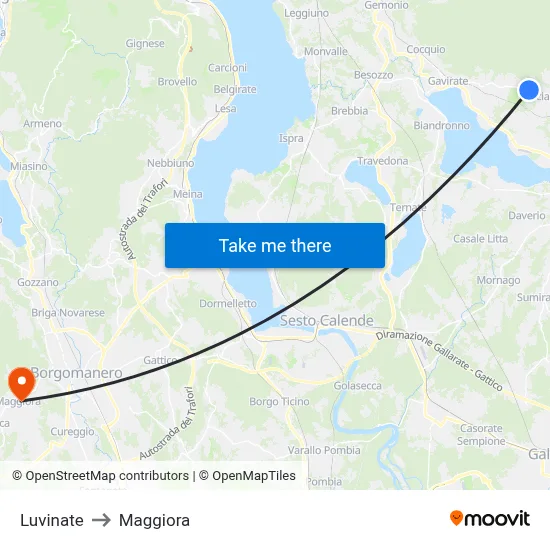 Luvinate to Maggiora map