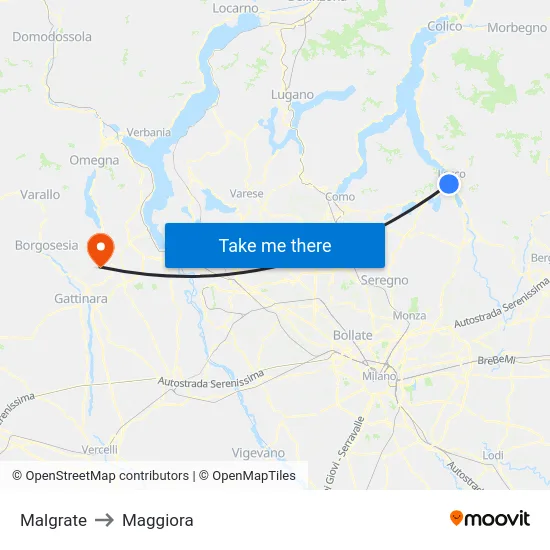 Malgrate to Maggiora map
