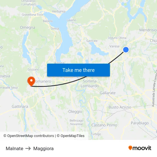 Malnate to Maggiora map