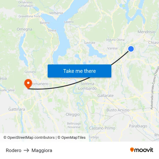 Rodero to Maggiora map