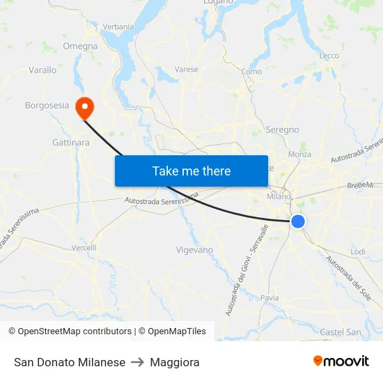 San Donato Milanese to Maggiora map