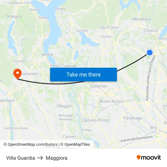 Villa Guardia to Maggiora map