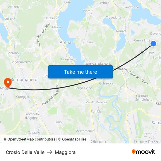 Crosio Della Valle to Maggiora map