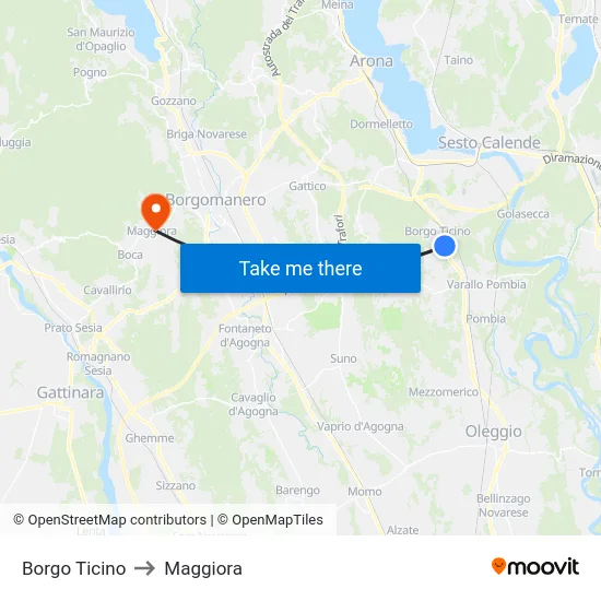 Borgo Ticino to Maggiora map