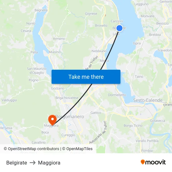 Belgirate to Maggiora map