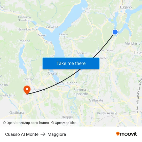 Cuasso Al Monte to Maggiora map