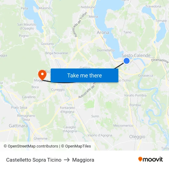 Castelletto Sopra Ticino to Maggiora map