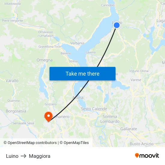 Luino to Maggiora map