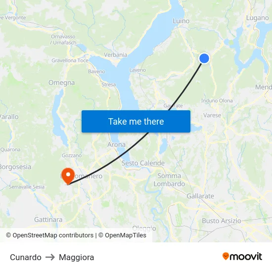 Cunardo to Maggiora map