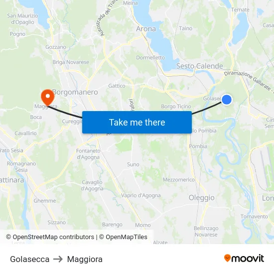 Golasecca to Maggiora map