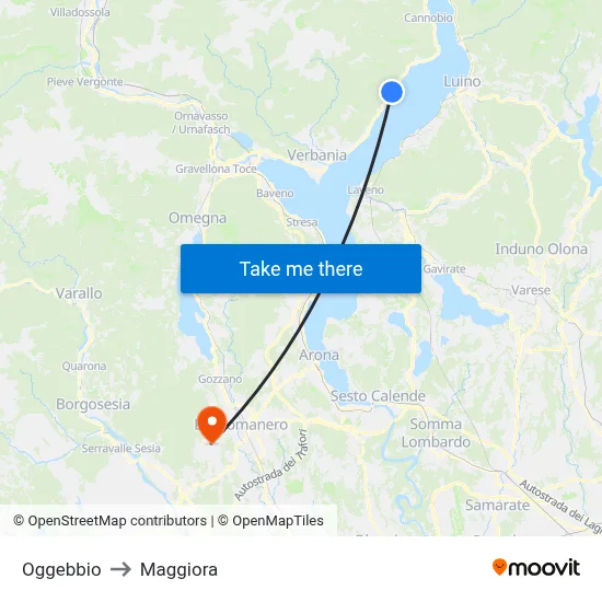 Oggebbio to Maggiora map