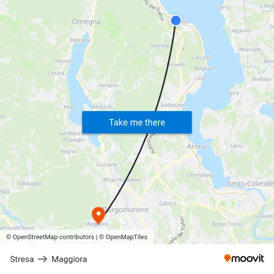 Stresa to Maggiora map