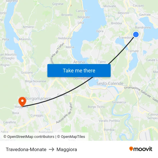 Travedona-Monate to Maggiora map