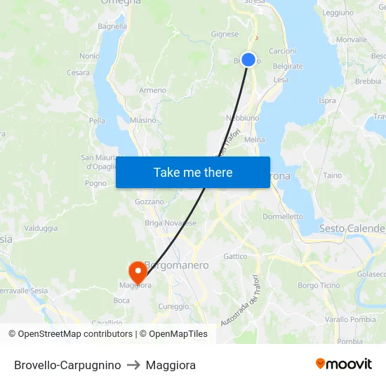 Brovello-Carpugnino to Maggiora map