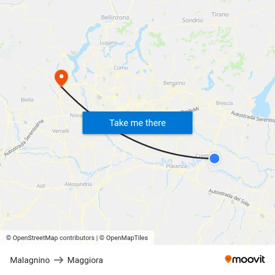 Malagnino to Maggiora map