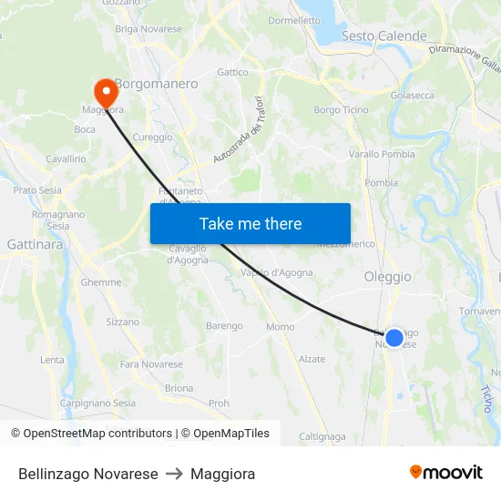 Bellinzago Novarese to Maggiora map