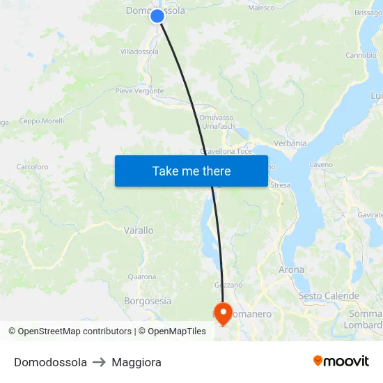 Domodossola to Maggiora map