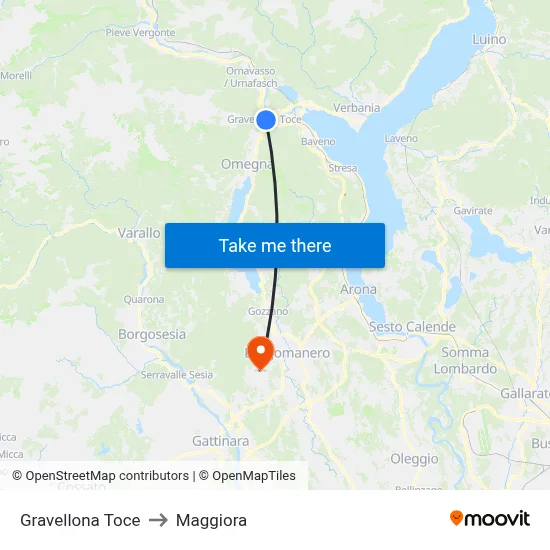 Gravellona Toce to Maggiora map