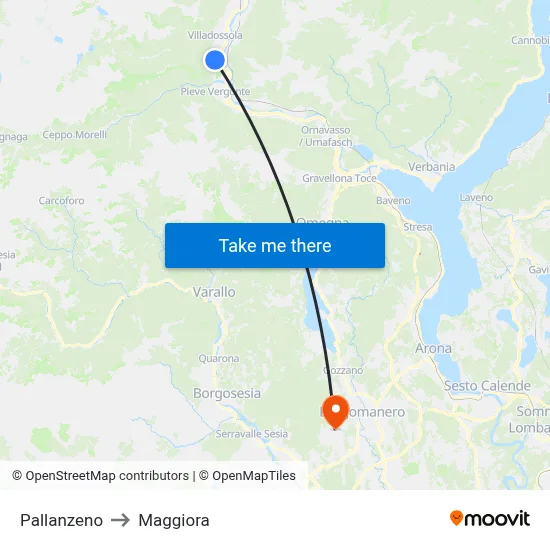 Pallanzeno to Maggiora map