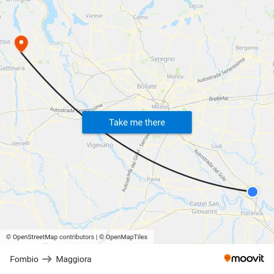 Fombio to Maggiora map