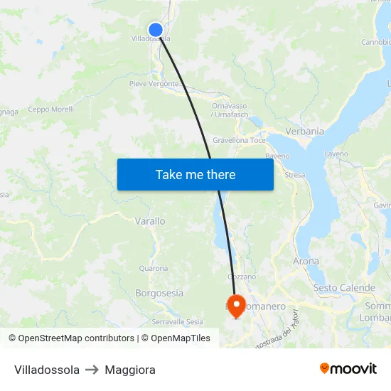Villadossola to Maggiora map