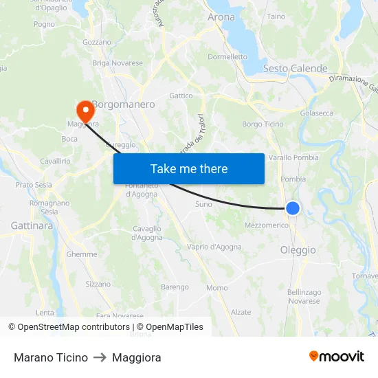 Marano Ticino to Maggiora map