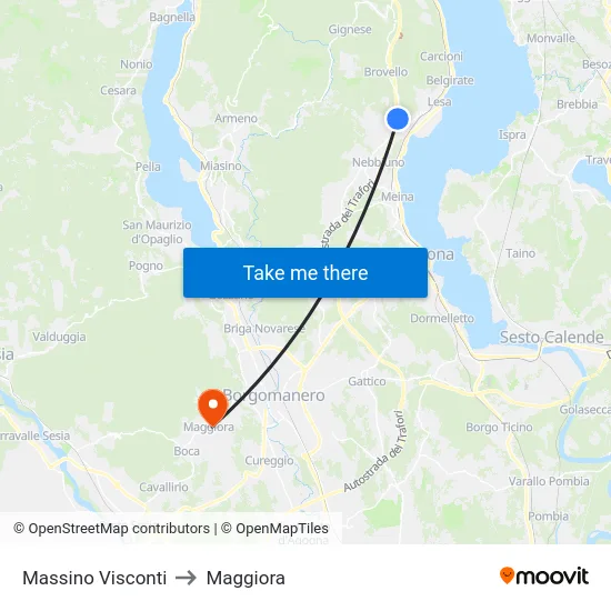 Massino Visconti to Maggiora map