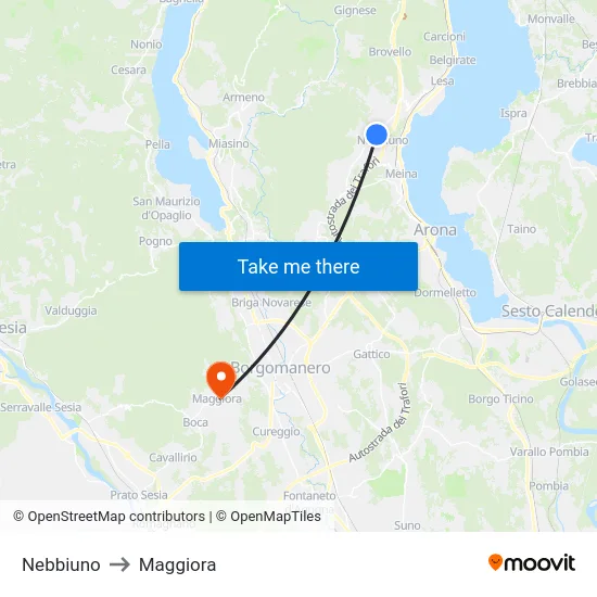 Nebbiuno to Maggiora map