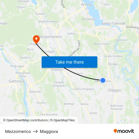 Mezzomerico to Maggiora map