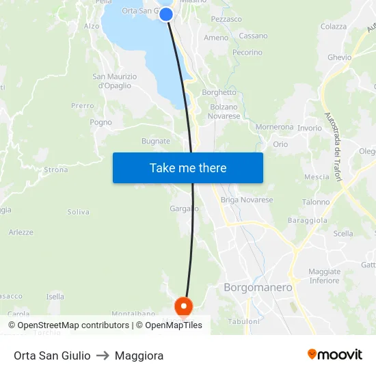 Orta San Giulio to Maggiora map