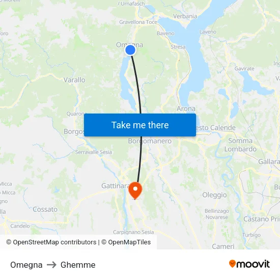 Omegna to Ghemme map