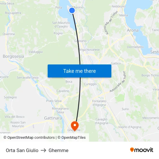 Orta San Giulio to Ghemme map
